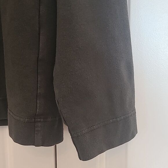 Ischiko Pullover Cotton Stretch Button-Back Lagen Look Top Charcoal Gray Size M - Picture 4 of 13